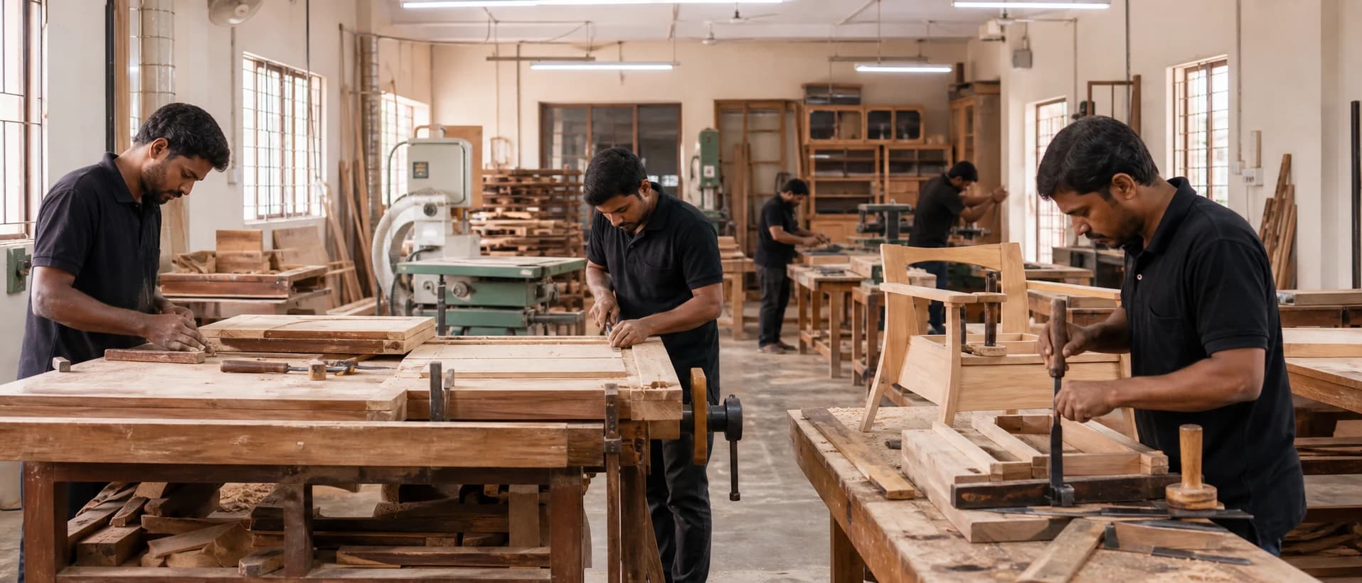 Artisan Manor craftspeople at work in the workshop